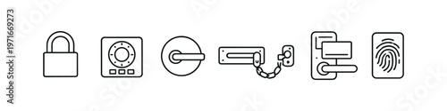 Collection of security and access control icons including locks and biometrics