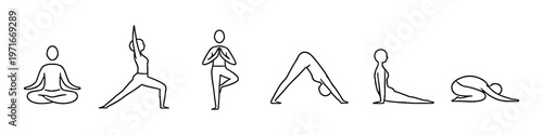 Collection of simple line art yoga poses for a healthy lifestyle