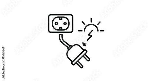 Vector graphic illustration of an electric power plug connecting to a wall socket design.