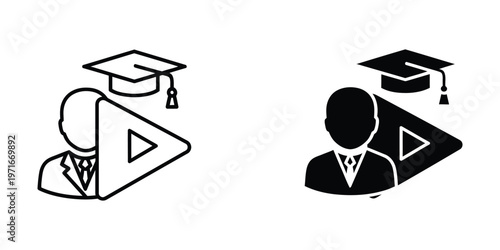 Graduation icons representing academic achievement and professional growth