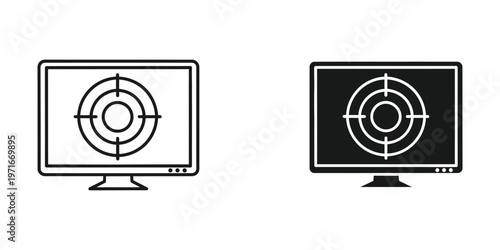 Comparison of computer screens displaying different target visualization styles