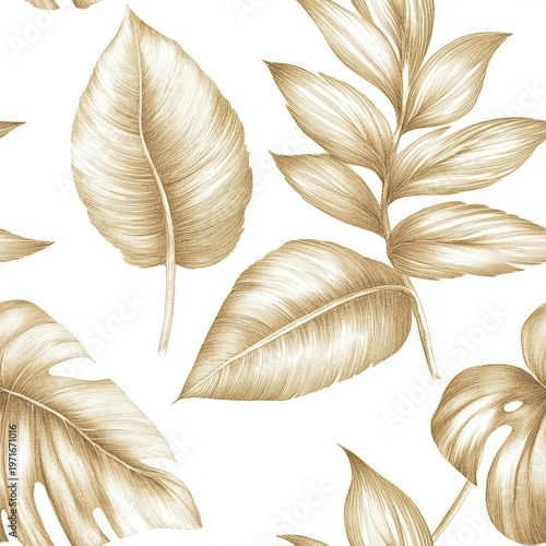 Elegant luxury botanical wall art creating a seamless design of graceful leaves and organic beauty