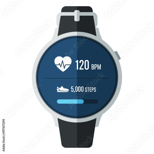 Smartwatch with Heart Rate and Steps Display.
