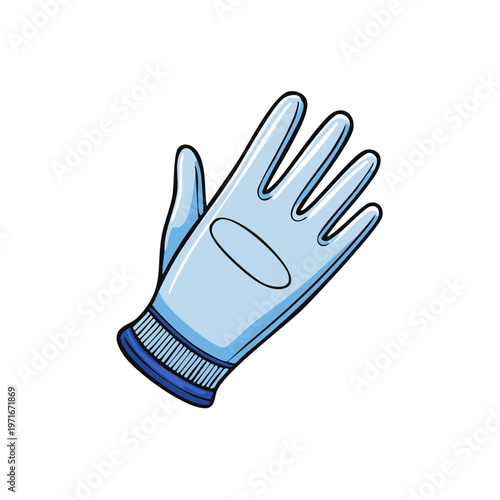 Light Blue Cartoon Glove Isolated on White Background Hand Protection Accessory