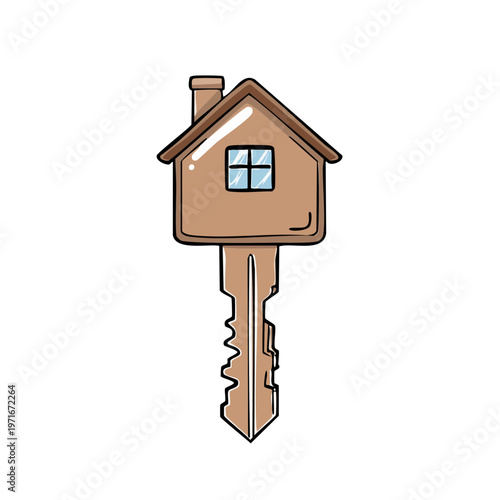 Creative house shaped key symbolizing home ownership and real estate investment