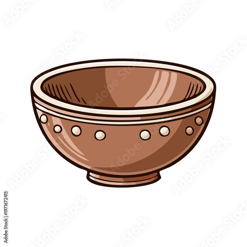 Hand-drawn ceramic bowl with decorative dots and rim detail illustration
