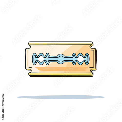 Sharp razor blade illustration with cartoon style and clean white background for shaving or cutting concept