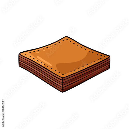 Traditional layered sweet pastry dessert with golden brown texture and stitched detail