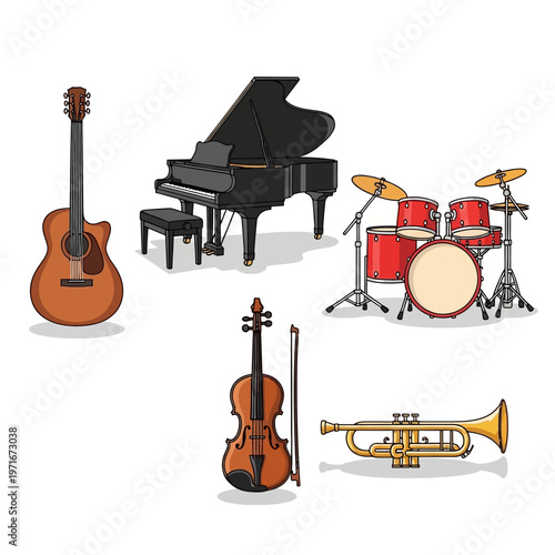 Musical Instruments Collection Featuring Various Devices.