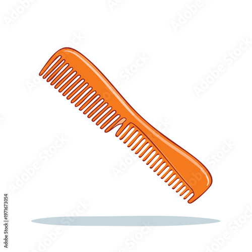 Orange Plastic Comb for Hair Styling and Grooming Isolated on White