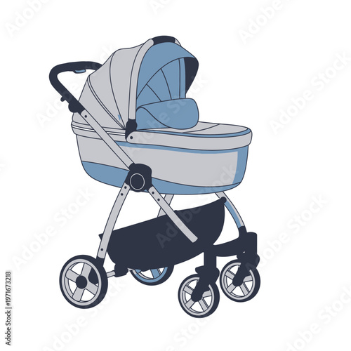 Baby Stroller with Bassinet and Wheels.