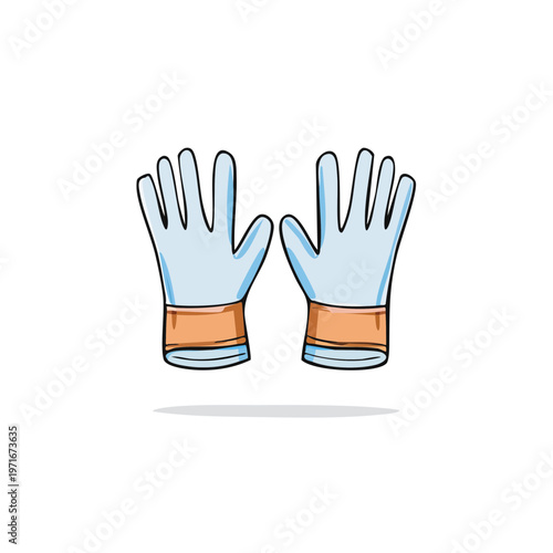 Light Blue Work Gloves with Orange Cuffs and Fingers Open Hand Protection