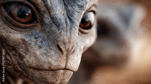 Group of friendly extraterrestrial beings seeing something with large black eyes, contemplating human existence and searching for universal knowledge, celebrating UFO day event