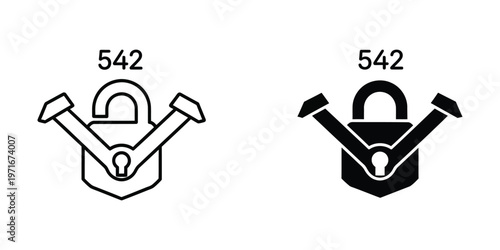Comparison of open and closed padlock icons with number 542