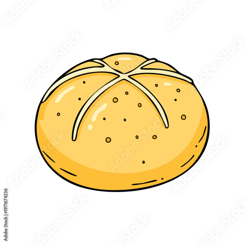 Golden Bread Roll with Crisscross Top and Sprinkles