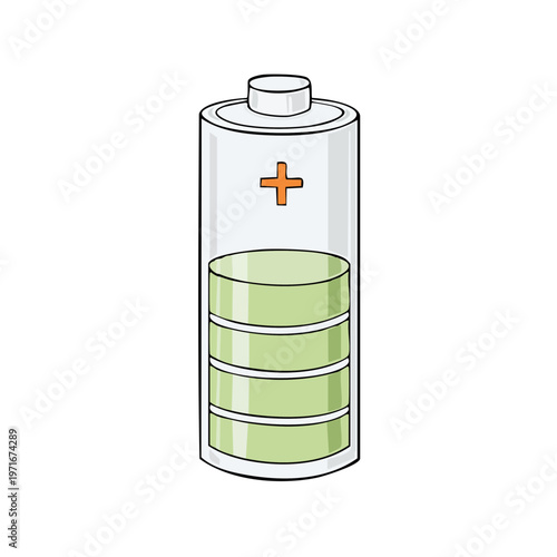 Rechargeable Battery Power Indicator Levels Showing Green Charge Status
