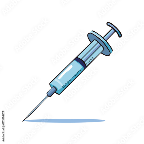 Medical Syringe with Needle for Injection or Vaccination Cartoon Illustration