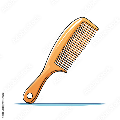 Simple Orange Plastic Hair Comb with a Hanging Hole and Shadow