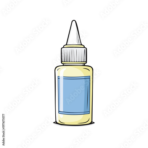 Hand Drawn Illustration of a Small Bottle with a Dropper Cap and Label Space