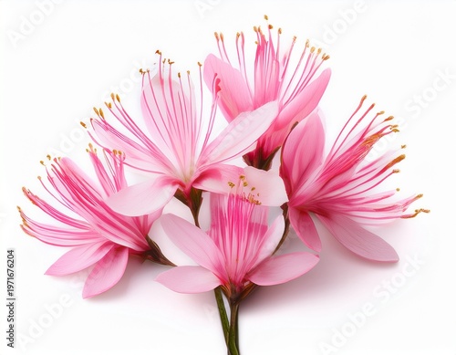 delicate pink gaura flowers isolated on white background