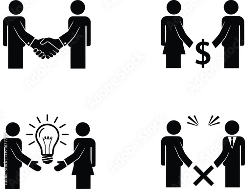Four distinct types of business handshakes and their meanings Vector
