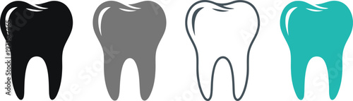 Illustration of dental stages from decay to restoration Vector