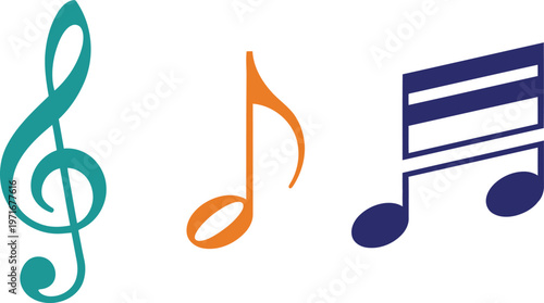 Colorful musical notes and treble clef symbol illustration Vector
