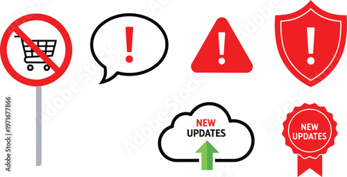 Icons representing various online service notifications and restrictions Vector