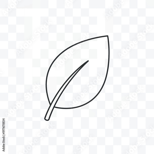 Minimalist Line Drawing of a Leaf Icon for Design and Nature Illustration Purposes.