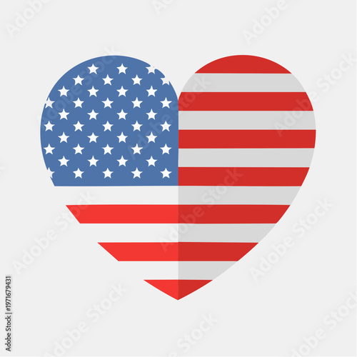 Heart-shaped American flag symbolizing love for the United States and patriotism, national pride, and democratic values