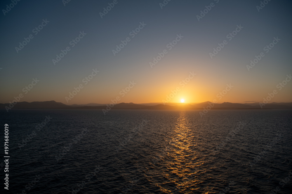 Fototapeta premium Sunset over the sea in Fuerteventura, Spain.