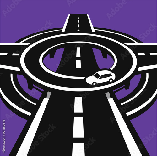 Round road interchange icon. Traffic and urban navigation concept.
