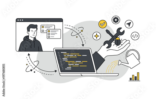 Software development process with debugging and growth tools