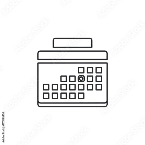 Minimal line art icon depicting a cash register for retail and point of sale concepts.