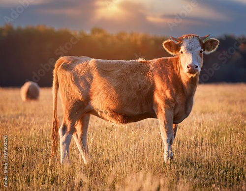 thin cow standing in the field farm animal malnutrition