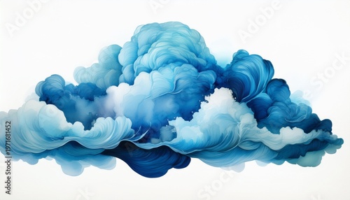 blue cloud layer cut out with white background