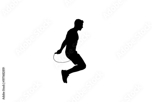 Silhouette in Action: A dynamic silhouette captures a person engaged in a vigorous jump rope exercise, symbolizing fitness, health, and a dynamic lifestyle.