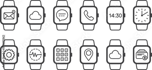 Smartwatch Icons For Apps And Functions application