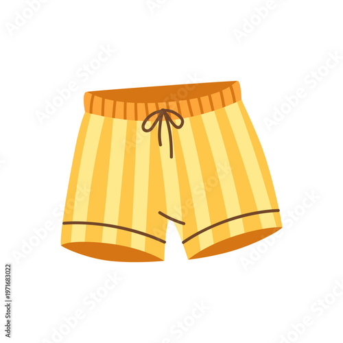 Summer short striped shorts. Beach shorts, summer short vector in flat style. Summer element. Flat vector isolated on white background.