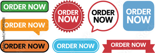 Collection of Order Now Buttons and Labels sale shopping