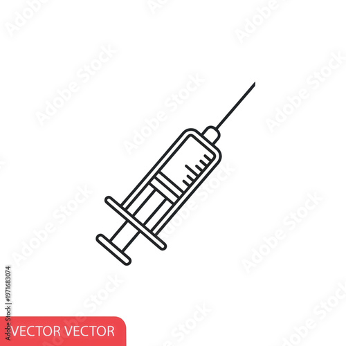 Sterile Syringe Icon Representing Medical Injection and Vaccination in Healthcare Context.