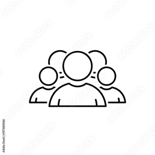 Minimal lineart illustration showing a diverse group of people standing together.