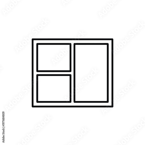 Minimalist divided window frame icon illustrating a two-by-two pane layout for architecture and design.