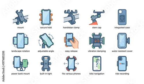 Smartphone bike mount features: secure hold, adjustable angle, navigation, water resistant, vibration damping