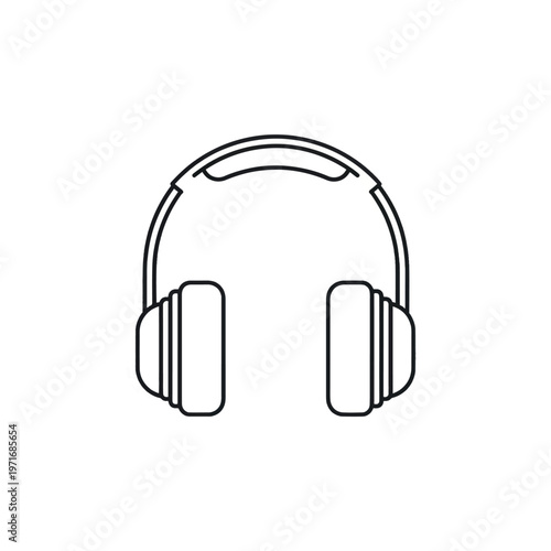 Minimalist line drawing of headphones icon suitable for music, audio, and design projects.