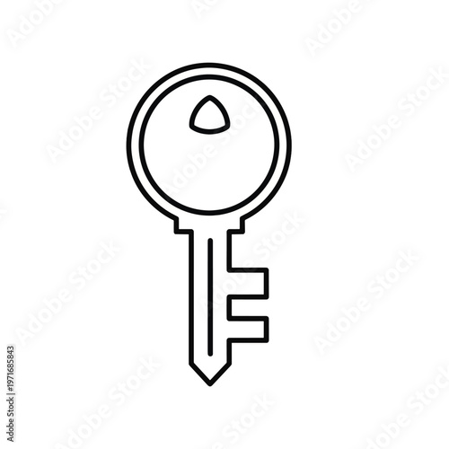 Minimal black line illustration of a key icon suitable for graphic design projects.