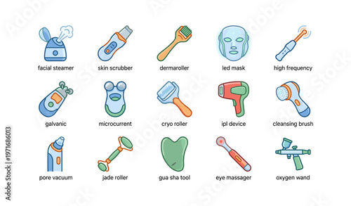 Skincare devices collection featuring facial steamer and led mask