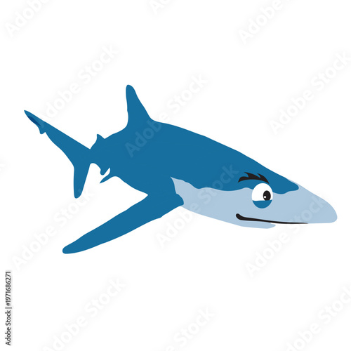 Minimal Blue Shark Aquatic Symbol