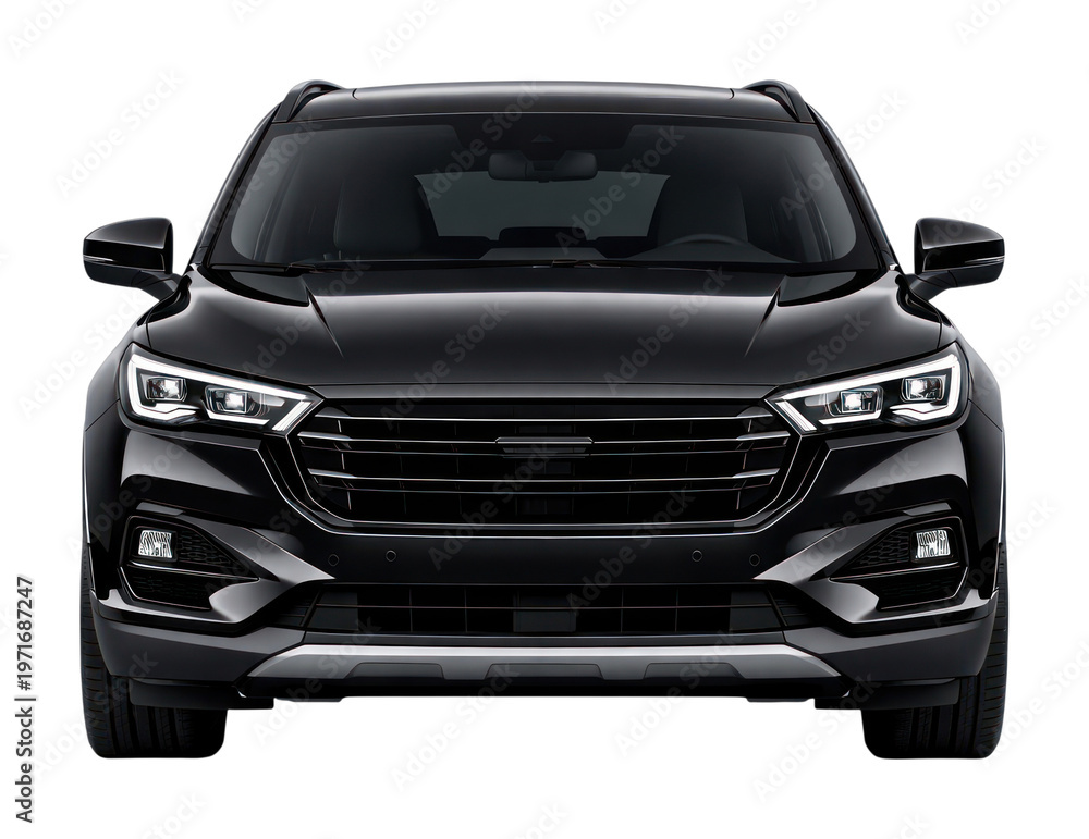 Obraz premium PNG Sleek black modern SUV design.
