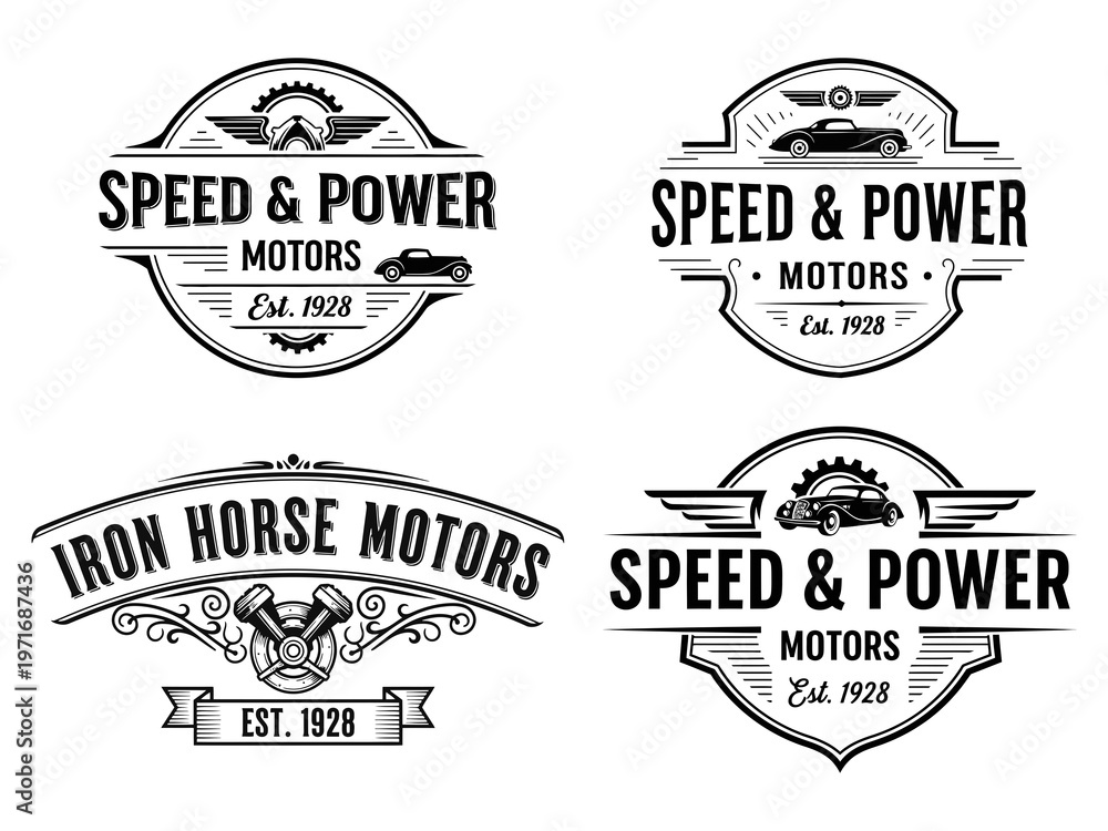 Fototapeta premium Motor company vintage logo vector illustration